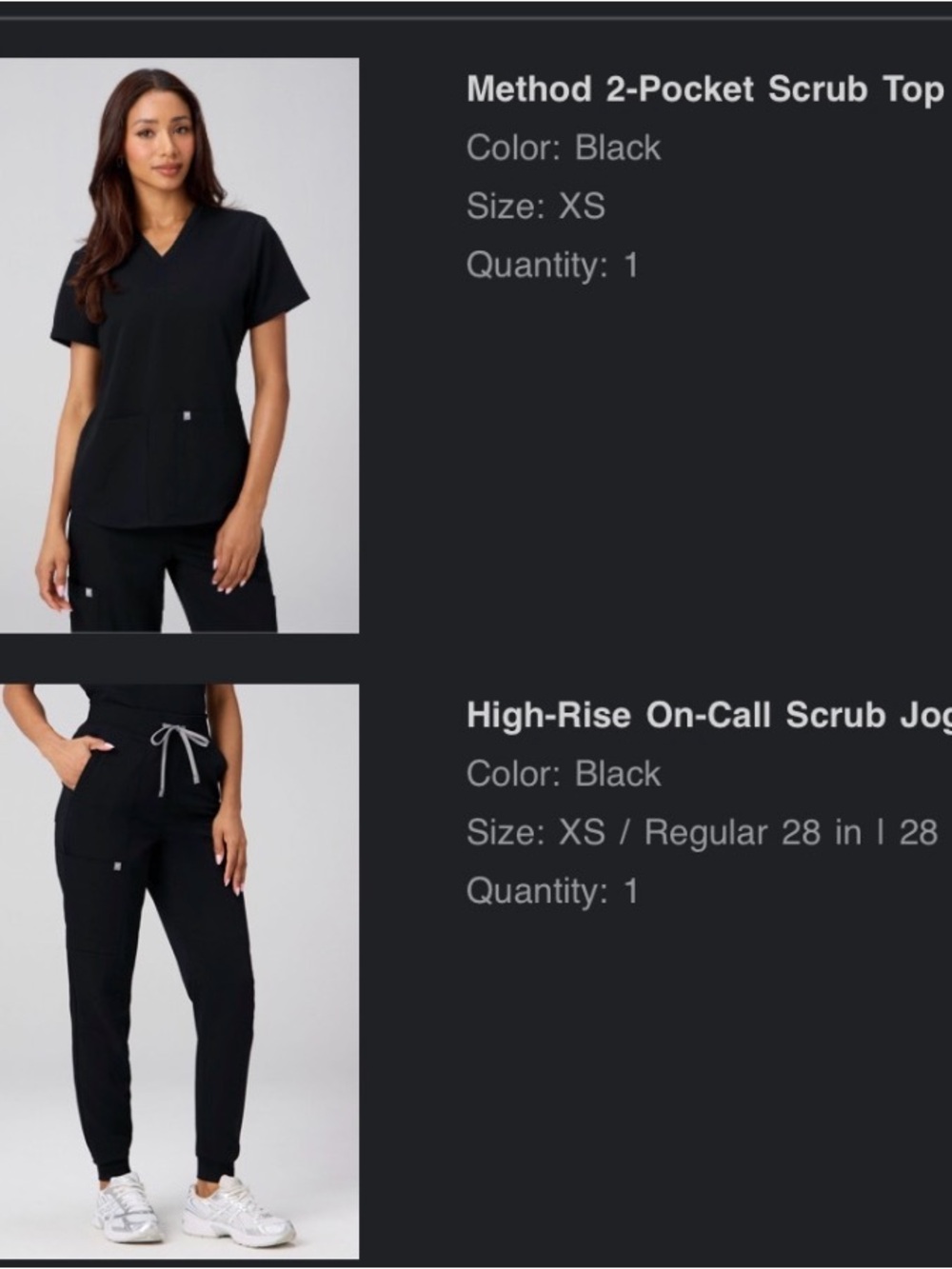 Fabletics Black V-Neck Scrub Top and Pants Set